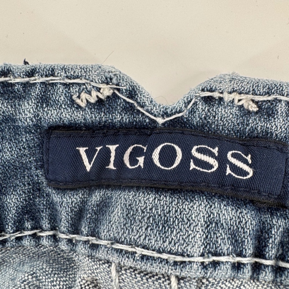 Vigoss‎ Chelsea Slim Boot Jeans Blue Contrast Stitch Bling Size 15/16 L35 (L32) - Picture 8 of 16
